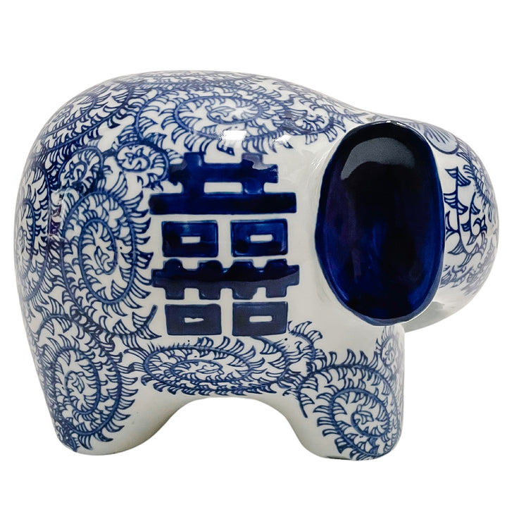 Blue & White Petite Double Happiness Elephant