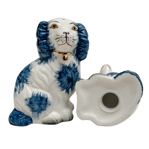 Blue & White Staffordshire Style Dogs Salt & Pepper Shakers