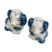 Blue & White Staffordshire Style Dogs Salt & Pepper Shakers