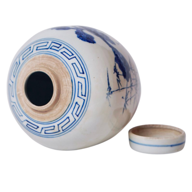 Blue and White Ginger Jar Three Friends Motif, Small