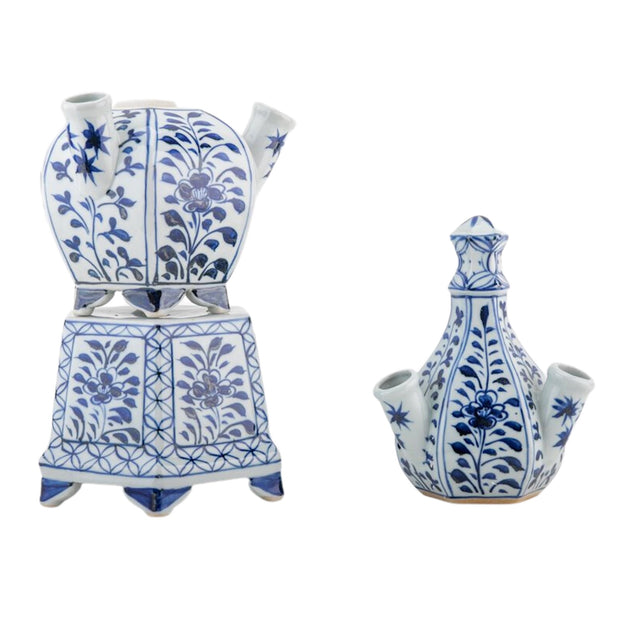 Blue and White  Tiered Delft Style Tulipiere Vase