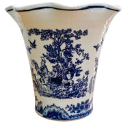 Blue & White Chinese Rooster Cachepot Planter