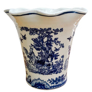 Blue & White Chinese Rooster Cachepot Planter