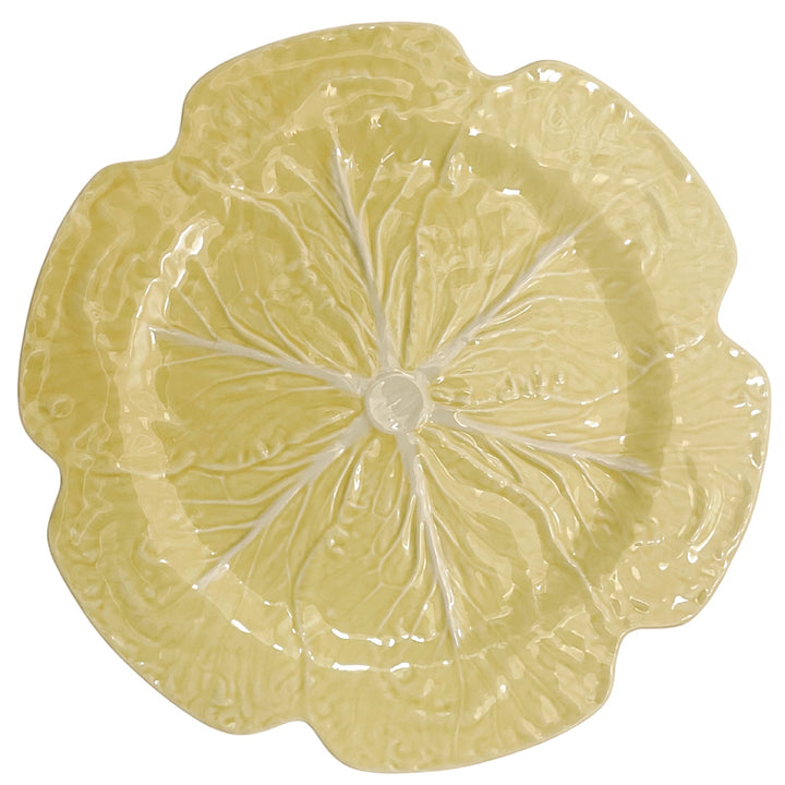 Bordallo Pinheiro 12" Light Yellow Cabbage Leaf Cake Stand