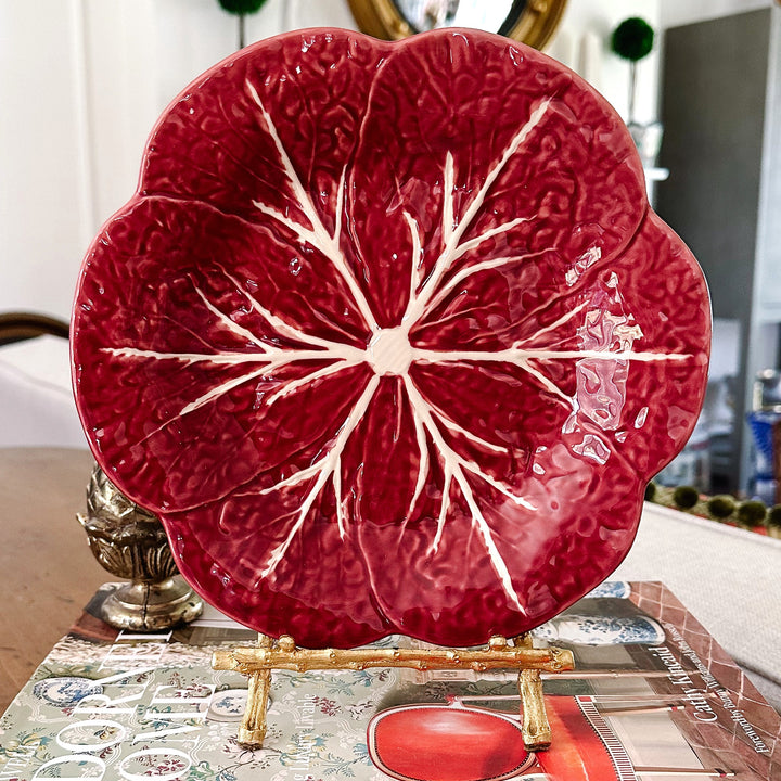 Bordallo Pinheiro Dark Red Cabbage Leaf Plate 9.25”