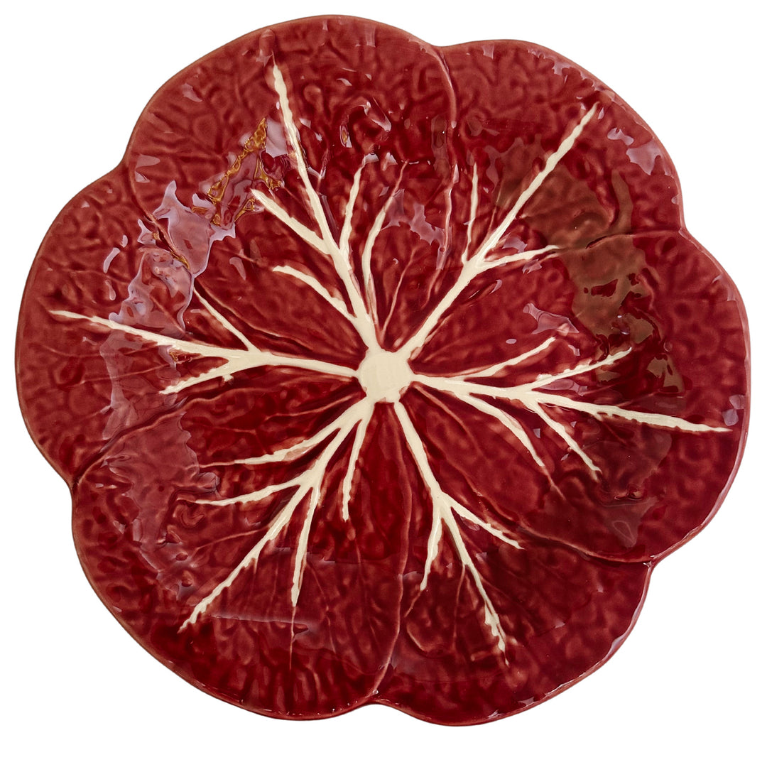 Bordallo Pinheiro Dark Red Cabbage Leaf Plate 9.25”