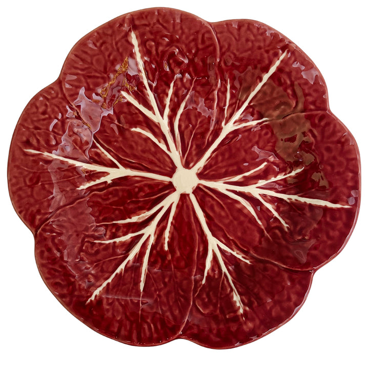 Bordallo Pinheiro Dark Red Cabbage Leaf Plate 9.25”