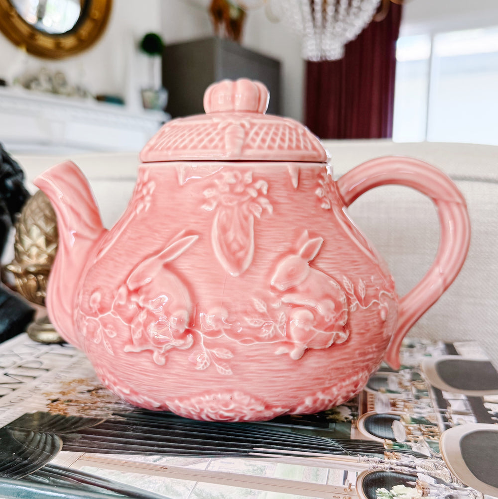 Bordallo Pinheiro Rabbit Pink Teapot