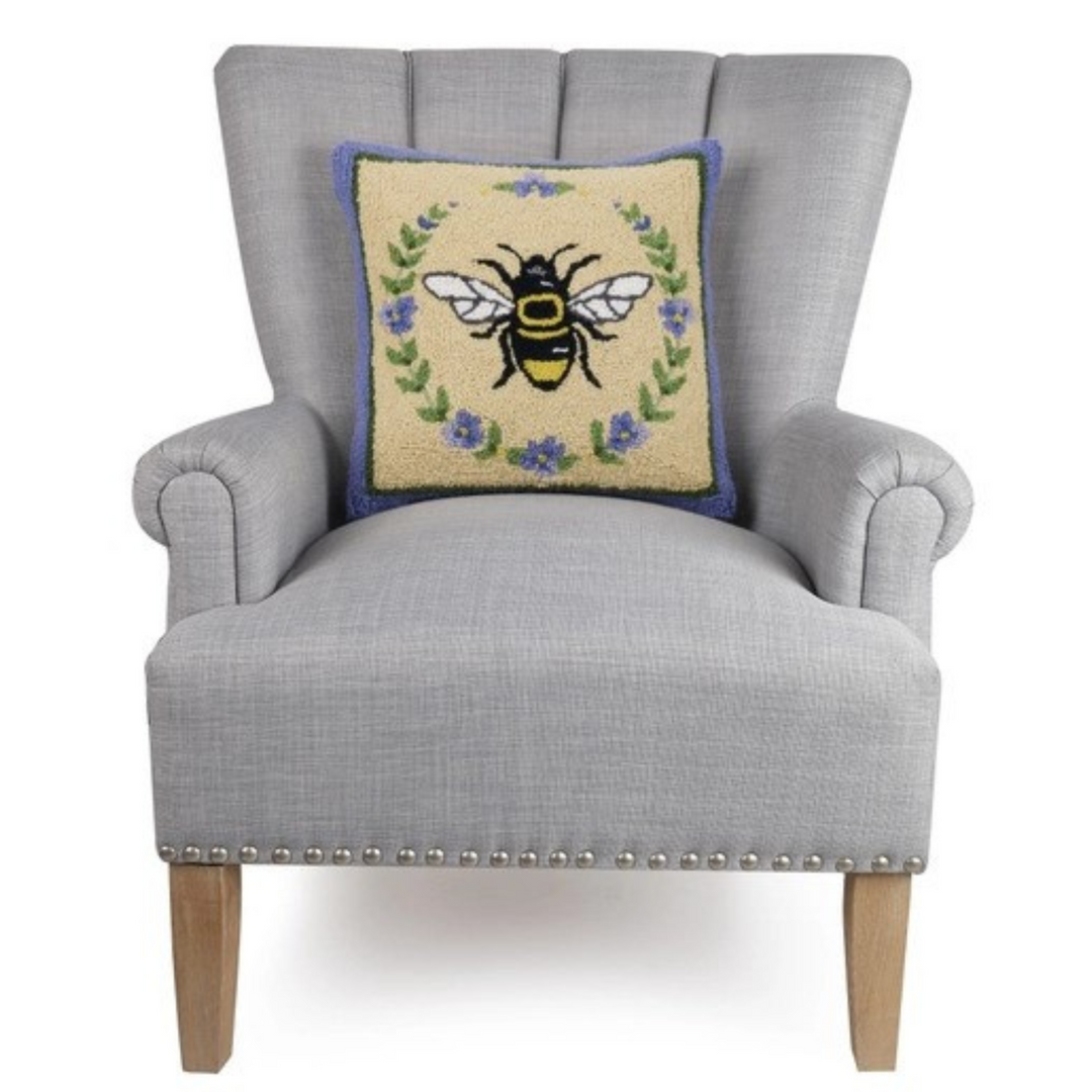 Bumblebee Wool Hooked Throw Pillow