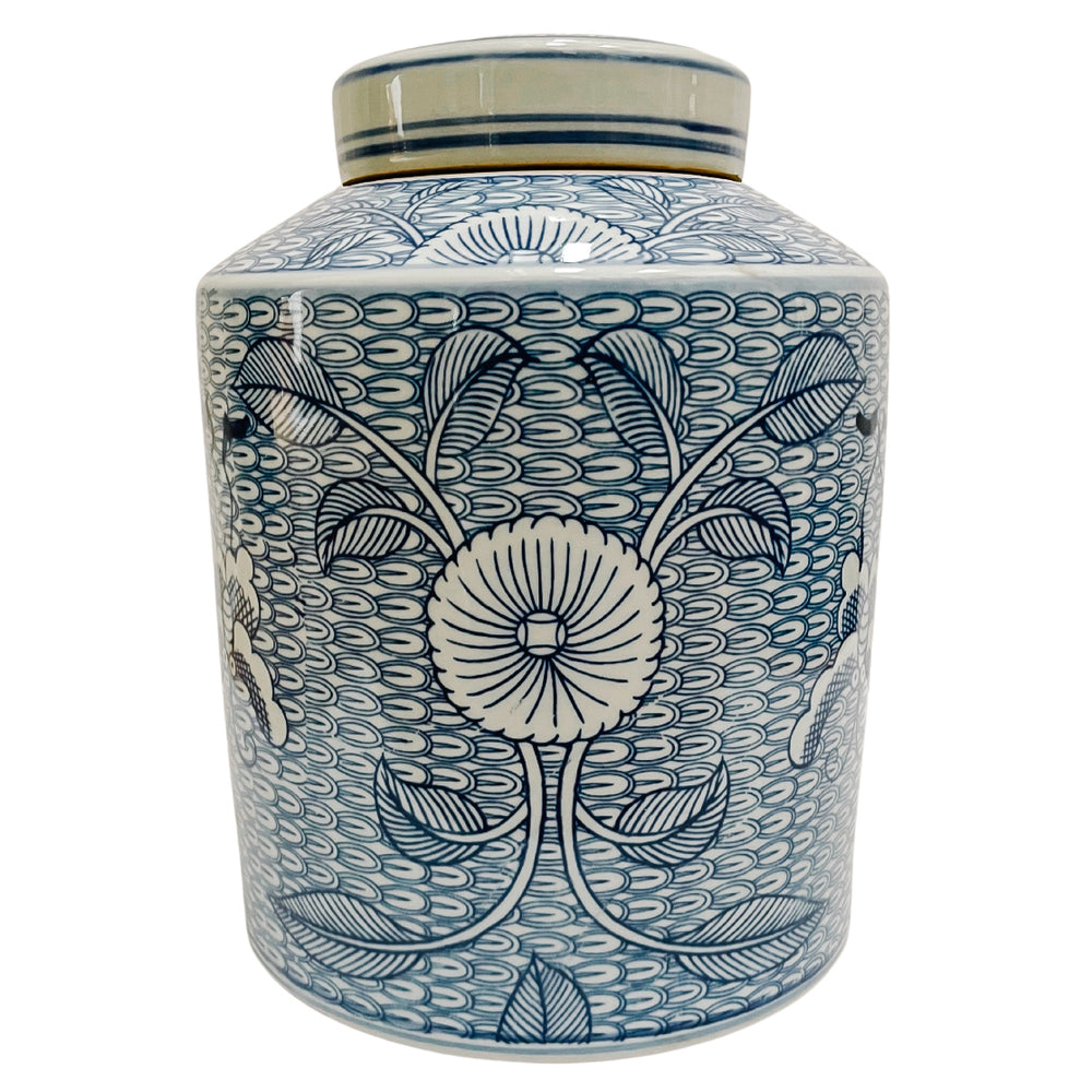 Butterfly & Peony Blue and White Porcelain Canister