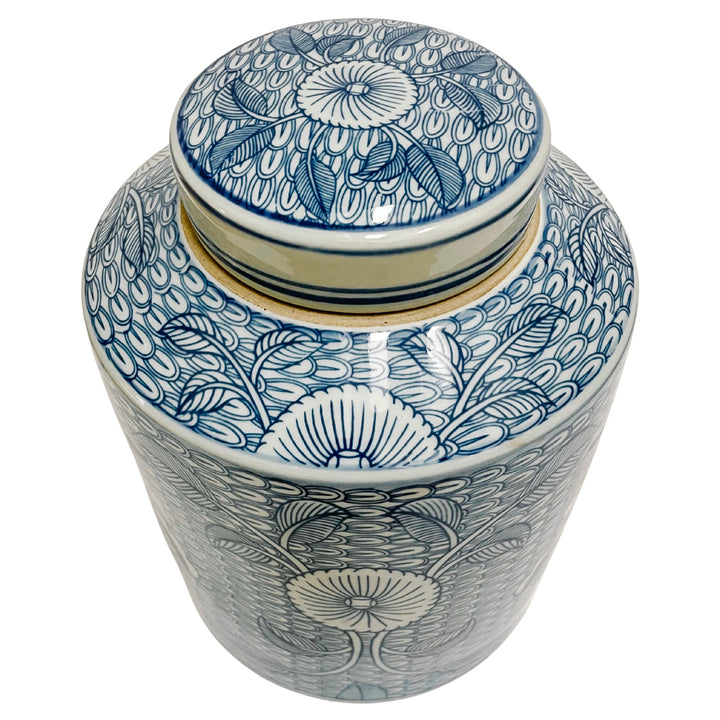 Butterfly & Peony Blue and White Porcelain Canister