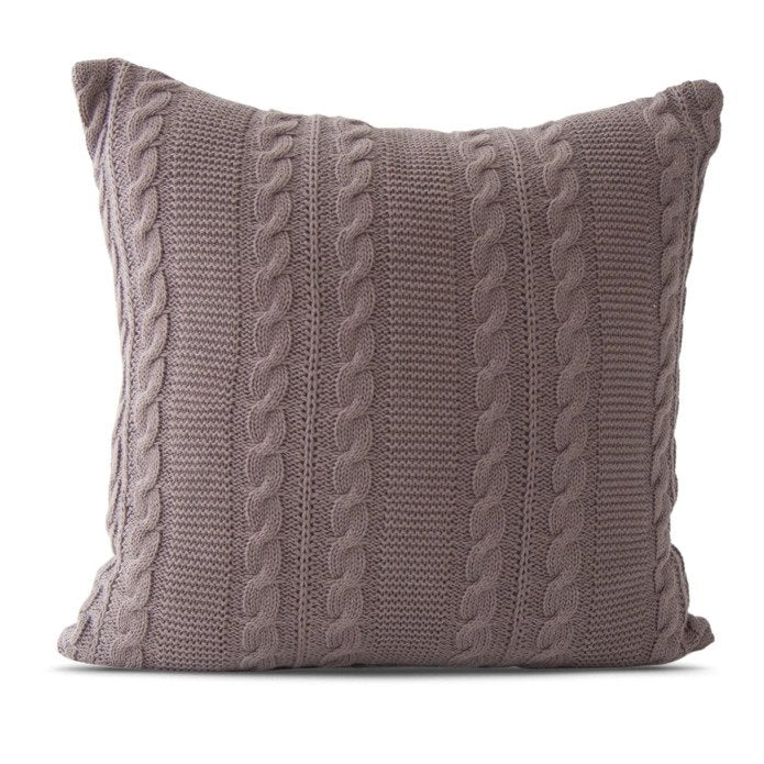 Charcoal Cable Knit Cotton Pillow Cover 18" x 18"