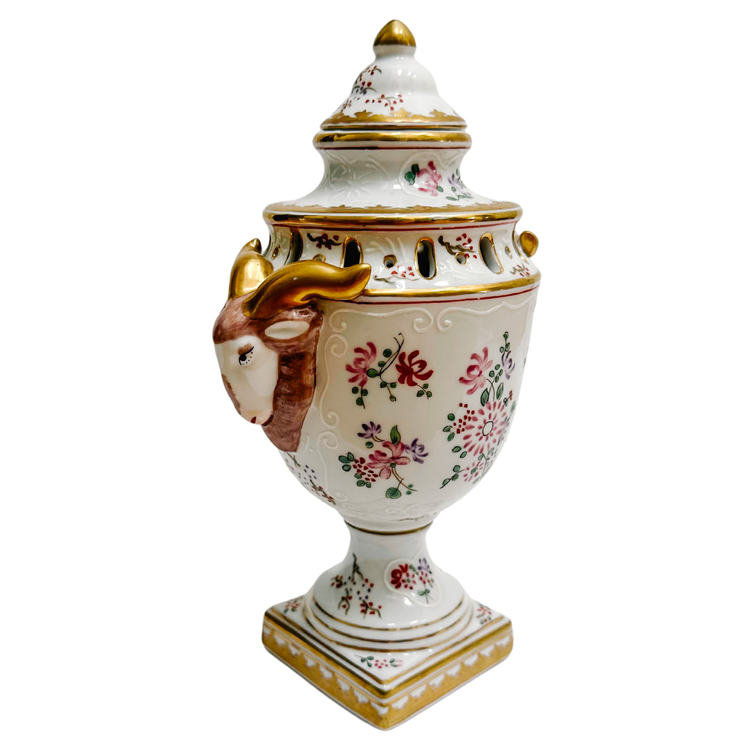 Chelsea House Ram Head Armorial Potpourri Vase 