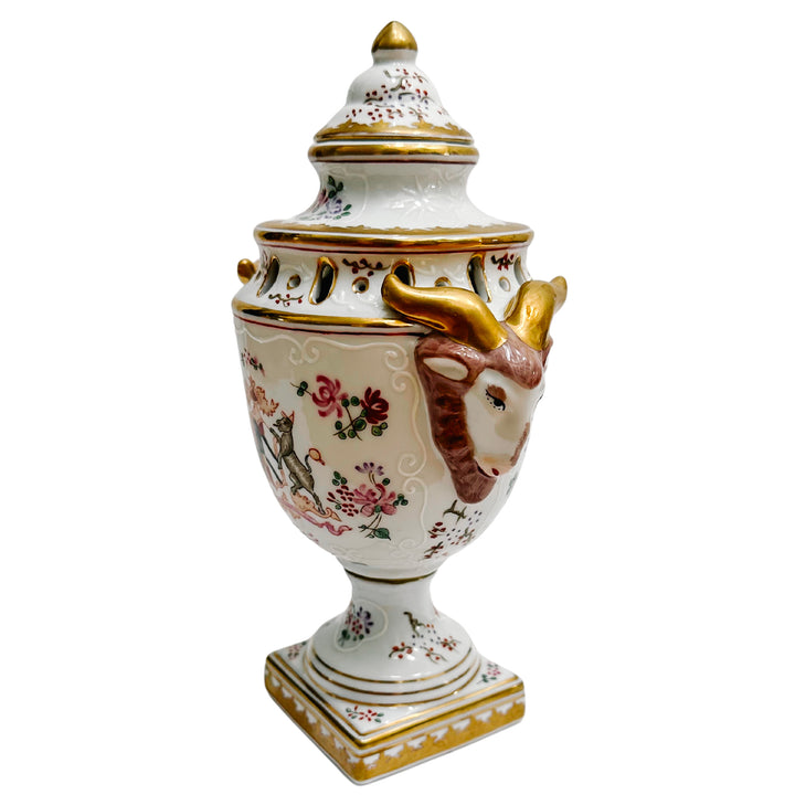 Chelsea House Ram Head Armorial Potpourri Vase 