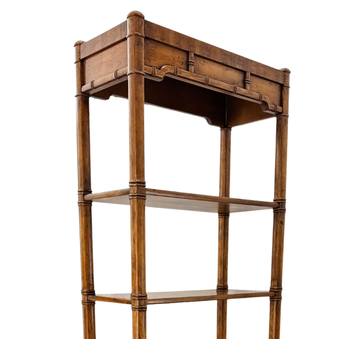 Pair of Vintage Chinese Chippendale Bamboo Etageres by Heritage  