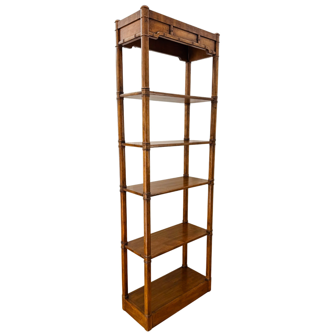 Pair of Vintage Chinese Chippendale Bamboo Etageres by Heritage  