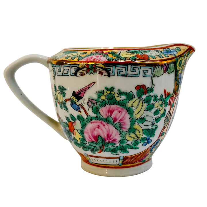 Chinese Famille Rose Canton Porcelain Creamer Rose Medallion