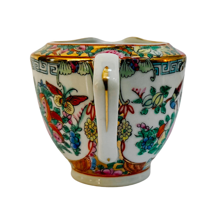 Chinese Famille Rose Canton Porcelain Creamer Rose Medallion