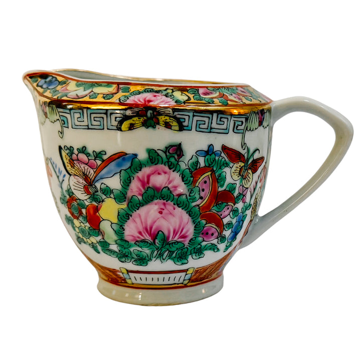 Chinese Famille Rose Canton Porcelain Creamer Rose Medallion