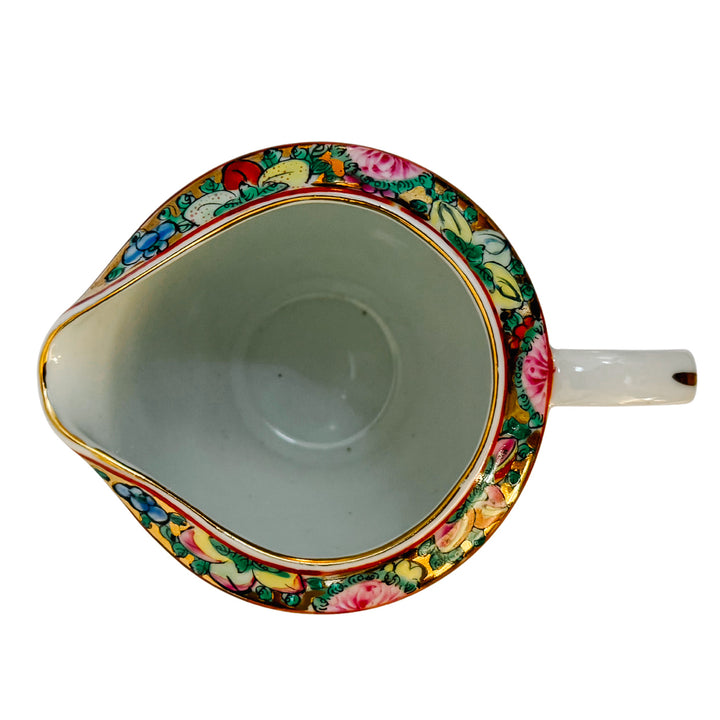 Chinese Famille Rose Canton Porcelain Creamer Rose Medallion