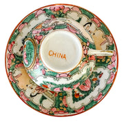 Chinese Famille Rose Medallion Tea Cup & Saucer