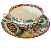 Chinese Famille Rose Medallion Tea Cup & Saucer