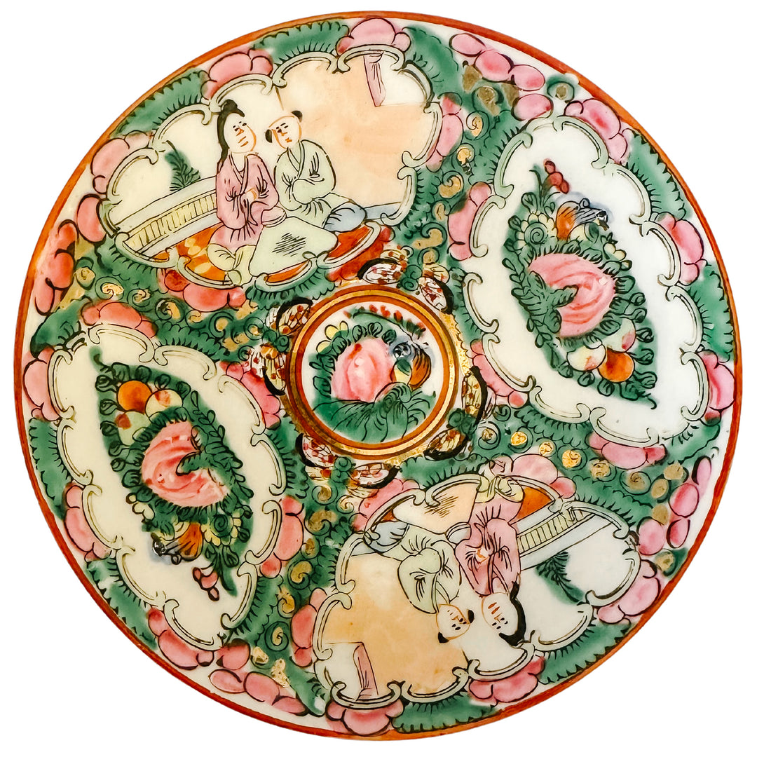 Chinese Famille Rose Medallion Tea Cup & Saucer