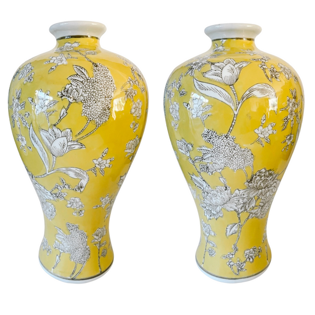 Pair Of Chinese Yellow Glaze Porcelain Vases