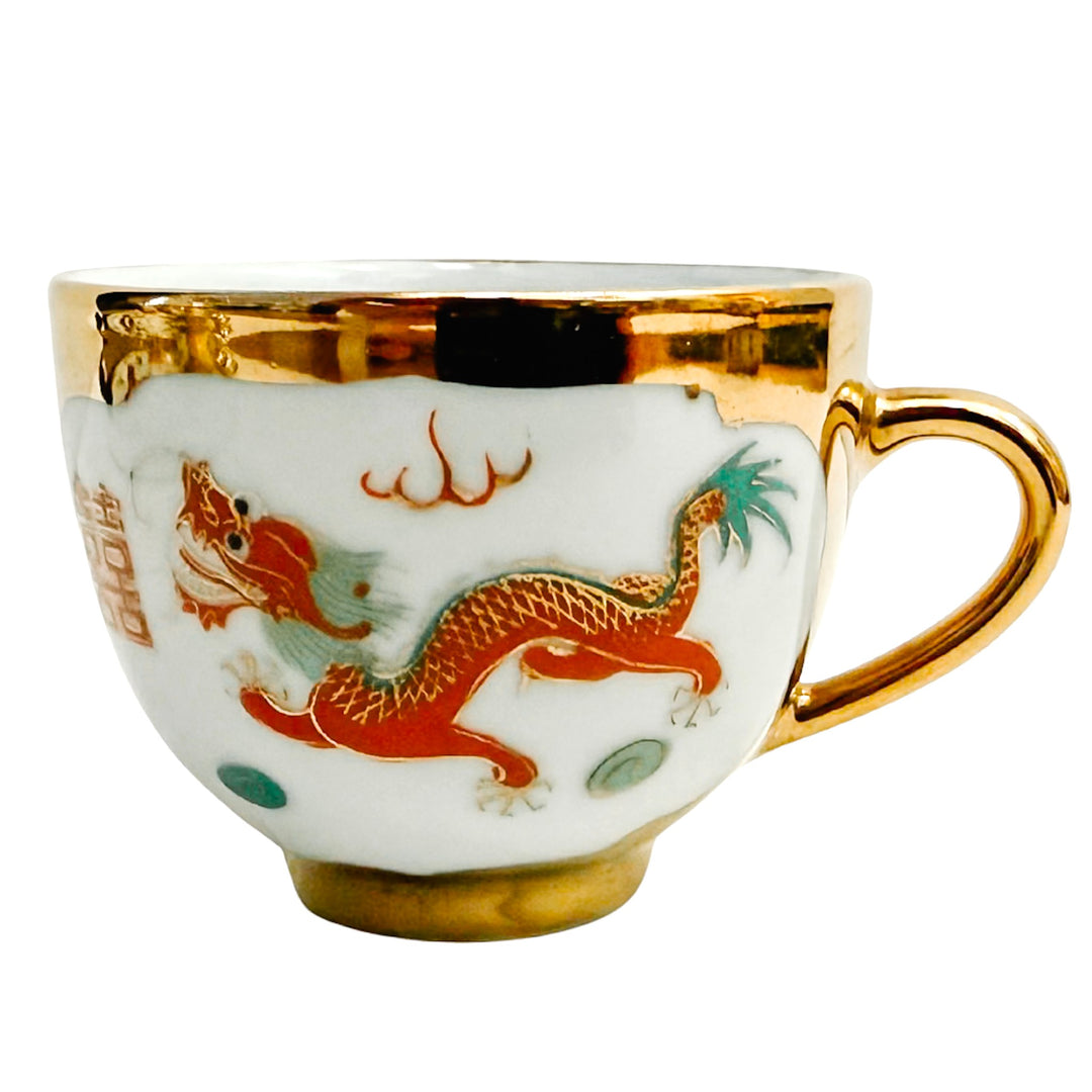 Chinese Wedding Ceremony Gold Dragon Tea Set