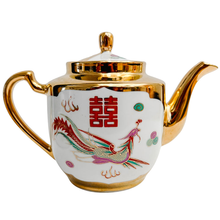 Chinese Wedding Ceremony Gold Dragon Tea Set