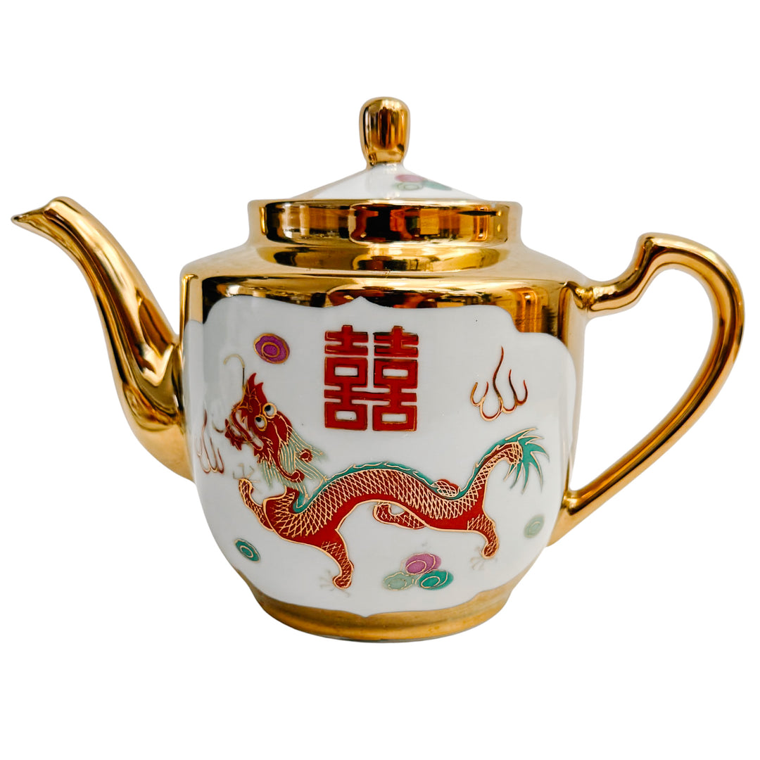 Chinese Wedding Ceremony Gold Dragon Tea Set