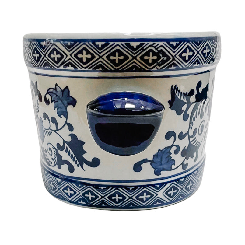 Chinoiserie Blue & White Floral Foot Bath Planter