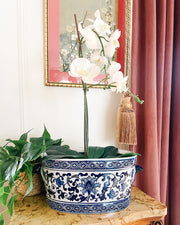 Chinoiserie Blue & White Floral Foot Bath Planter
