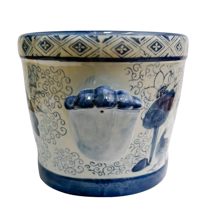 Chinoiserie Blue & White Pond Scene Foot Bath Planter