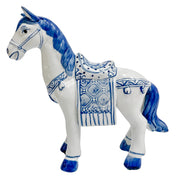 Chinoiserie Blue & White Porcelain Horse Figurine