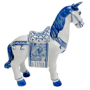 Chinoiserie Blue & White Porcelain Horse Figurine