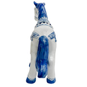 Chinoiserie Blue & White Porcelain Horse Figurine