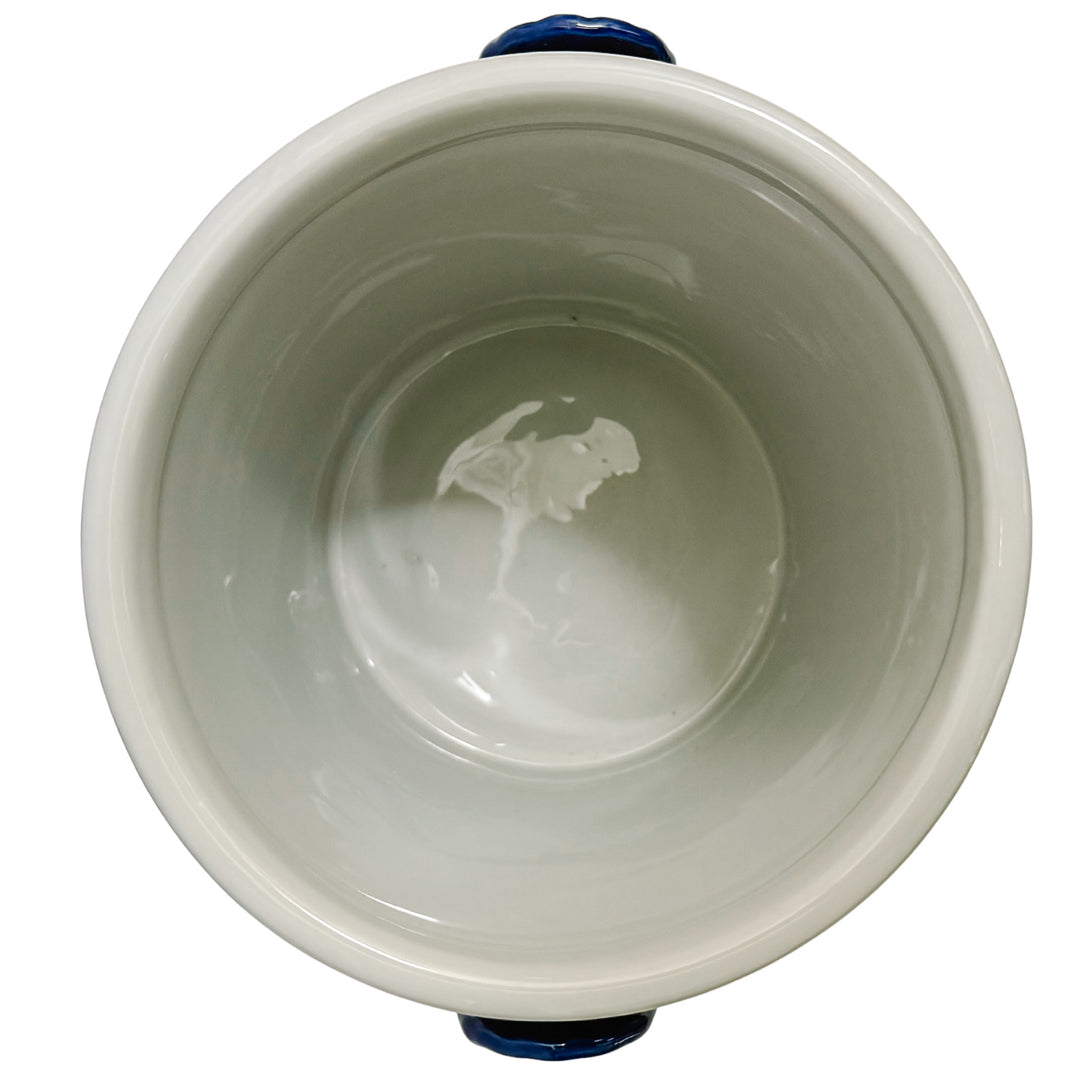 Chinoiserie Blue & Yellow Floral Porcelain Ice Bucket With Handles