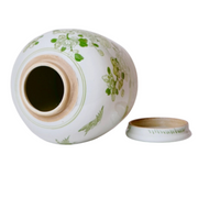 Chinoiserie Green & White Ginger Jar With Birds