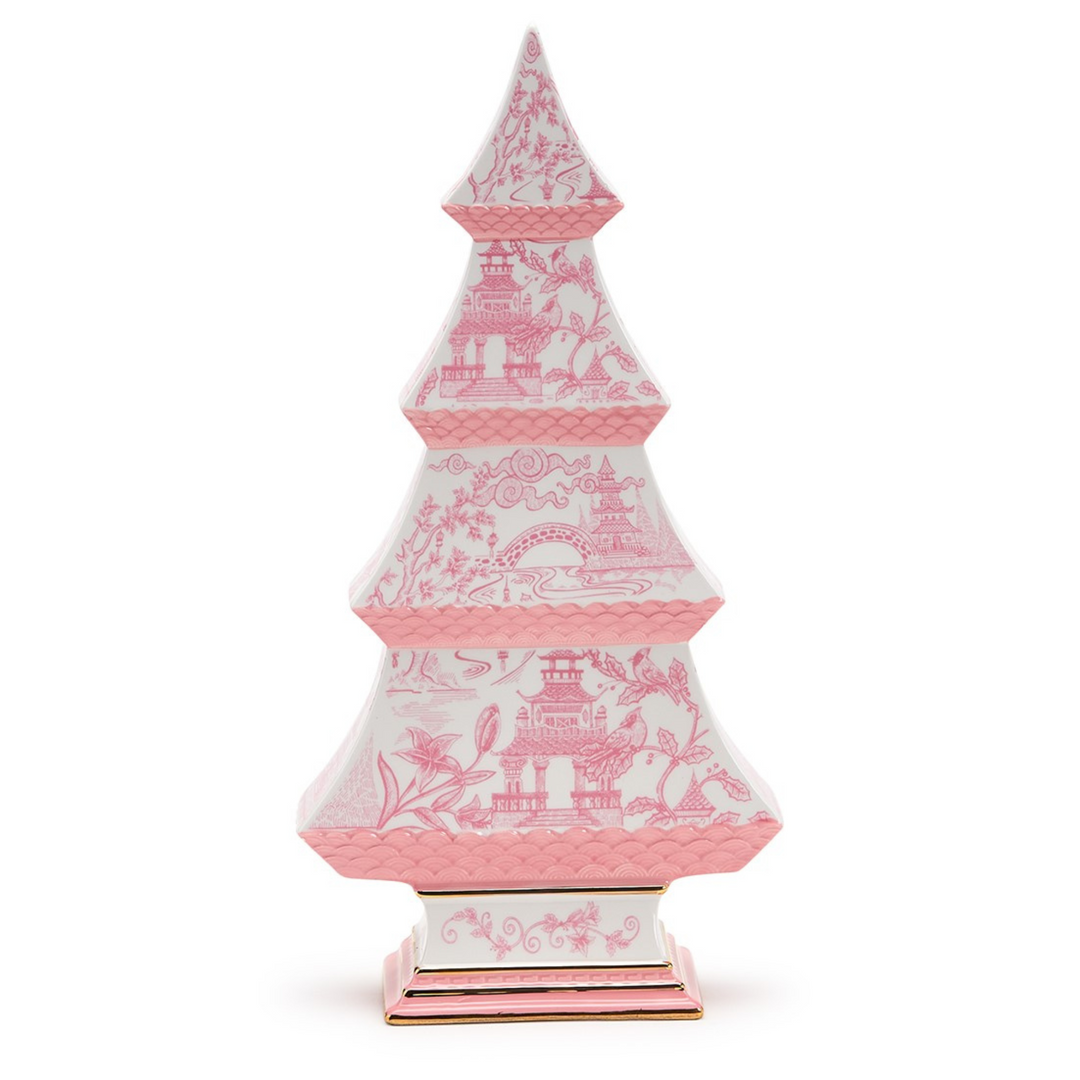 Chinoiserie Pink Pagoda Ceramic Tree