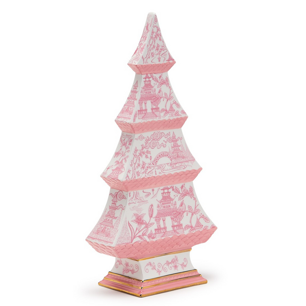 Chinoiserie Pink Pagoda Ceramic Tree