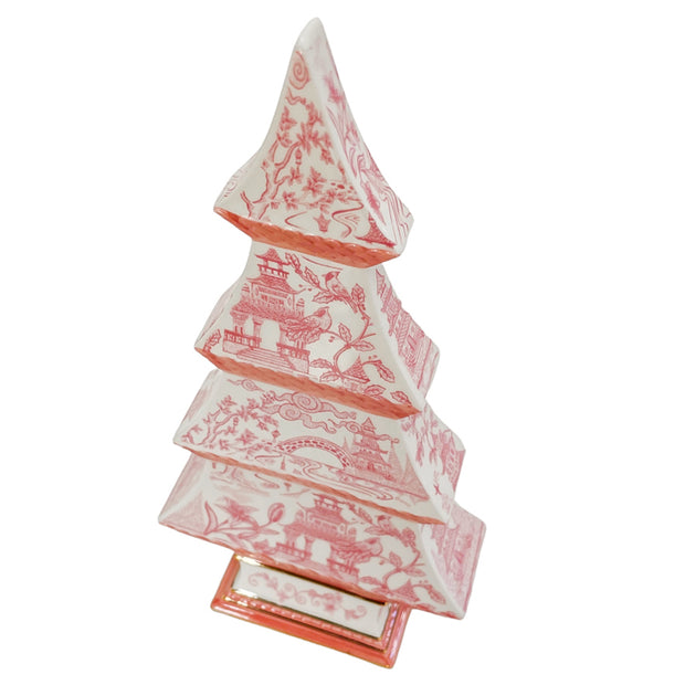 Chinoiserie Pink Pagoda Ceramic Tree