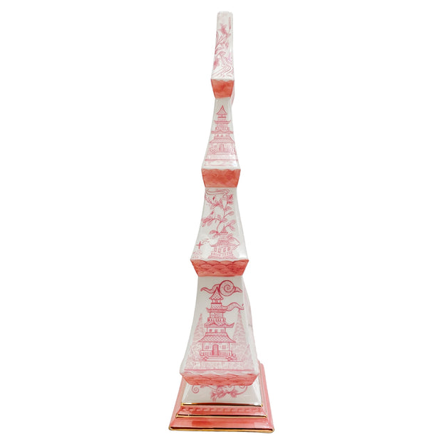 Chinoiserie Pink Pagoda Ceramic Tree