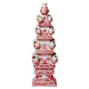 Chinoiserie Red & White 4 Tier Delft Style Tulipiere Vase