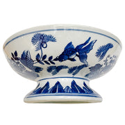 Chinoiserie Yellow & Blue Porcelain Footed Bowl