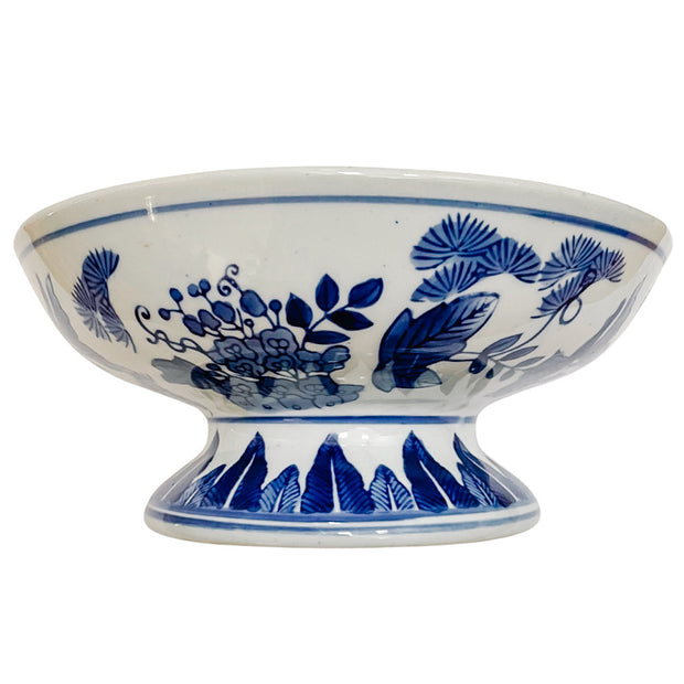 Chinoiserie Yellow & Blue Porcelain Footed Bowl