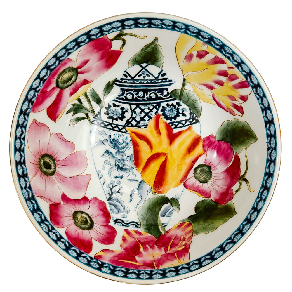 Chinoiserie Floral Blue & White Decorative Bowl