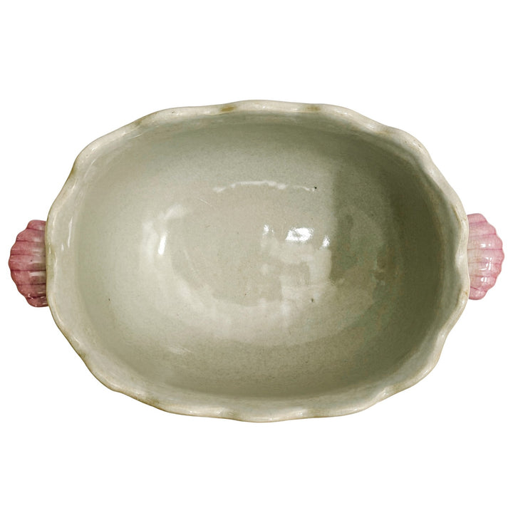 Chinoiserie Pink & White Footed Scalloped Cachepot