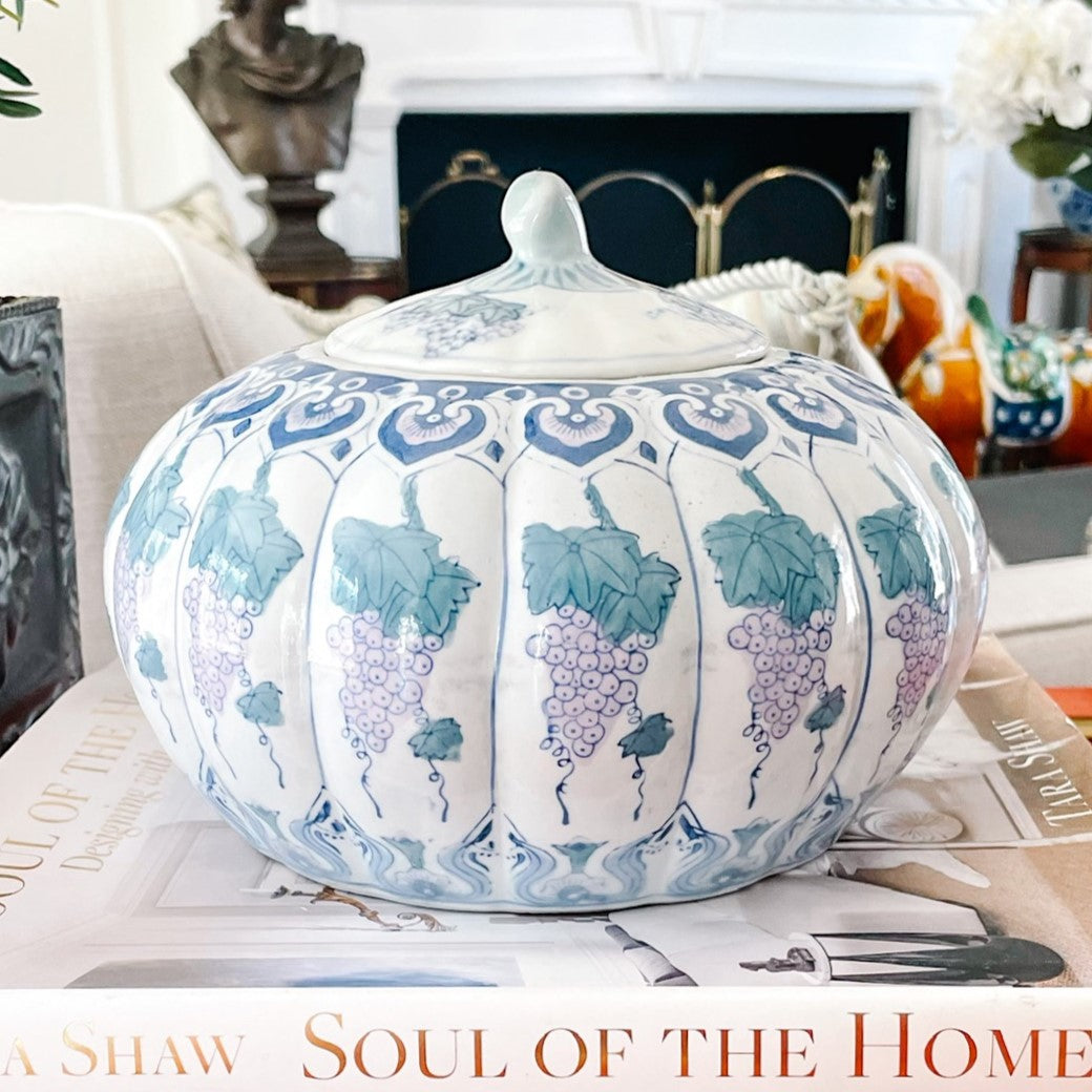 Chinoiserie Porcelain Pumpkin Ginger Jar