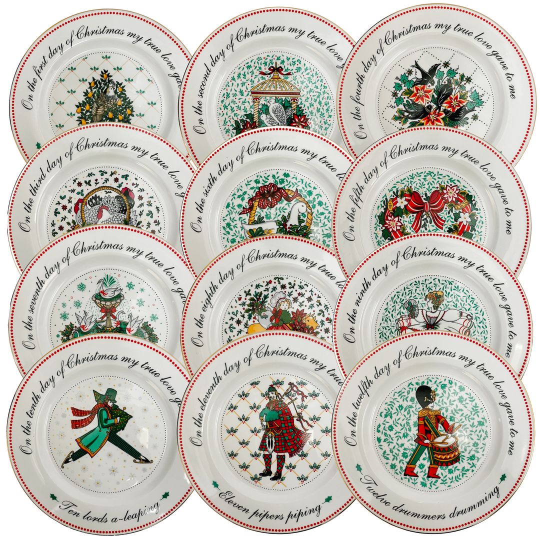 Vintage Complete Twelve Days Of Christmas Salad Plates